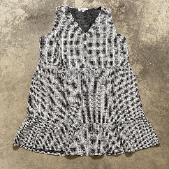 LOFT Dresses & Skirts - Loft Dress Womens XXL Harringbone‎ V Neck Sleeveless Black White Short Office
